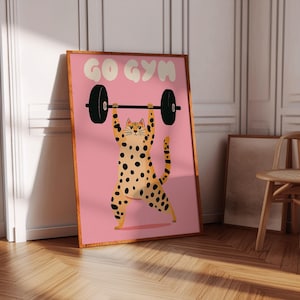 Impresión artística de gato de gimnasio, póster de Go Gym, gato divertido, impresión artística de levantamiento de pesas, regalo para levantadores de pesas, arte de gimnasio, artículo físico, Cross Fit