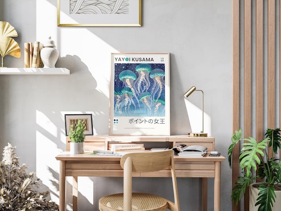 Yayoi Kusama Jellyfish Art Print: Psychedelic Ocean Decor (digital