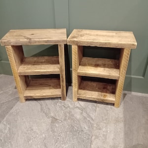 Pair of rustic bedside tables,made from recycled scaffolding boards