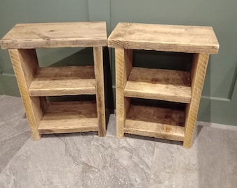 Pair of rustic bedside tables,made from recycled scaffolding boards