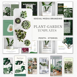 Plantillas para tiendas de plantas / Paquete para tiendas de jardinería / Contenido de plantas / Plantillas de jardín para amantes de las plantas / Plantillas para redes sociales de tiendas de jardinería