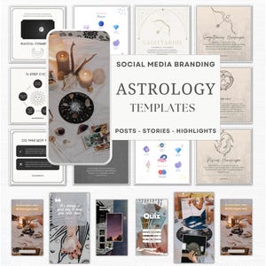 Plantillas de redes sociales celestiales - Plantilla de redes sociales espirituales- Plantilla de astrología, Canva-Holográfica-Luna Mágica-Astrología - Zodíaco-Tarot