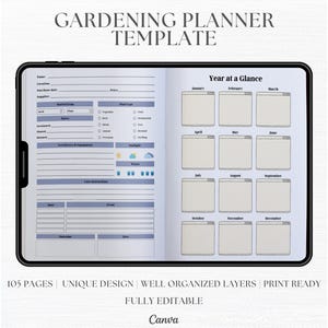 Planificador de jardines, Planificador de jardines digital, Planificador imprimible, Diario de jardines, Registros de plantas, Libro de registro de jardinería, Plantillas de plantas de casas de cartas de EE. UU.