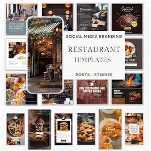 Plantilla para restaurante / Plantilla Canva para restaurante / Plantillas para blogs de comida / Plantillas Canva para dietistas / Marcas de recetas de alimentación saludable