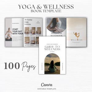 Plantilla de libro electrónico de yoga, libro guía de yoga, libro electrónico espiritual holístico de bienestar, libro electrónico para entrenadores de yoga, posturas de yoga para meditación, tamaño A4/carta de EE. UU.