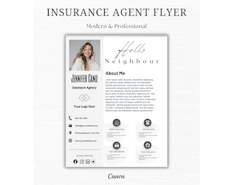 Insurance Agent Flyer Template: Editable Canva Design, DIY Flyer Template Design, Life Insurance Agent Flyer, Insurance Marketing Template