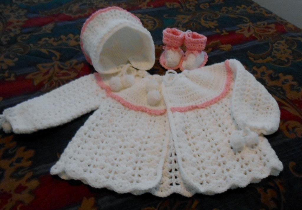 Crochet Pattern-Vintage Style Baby Sweater Set | Etsy