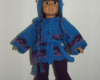 Crochet Pattern AG-Dolly and Me Iceland Sweater Set