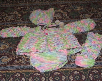 Crochet Pattern-4pc. Infant Sweater Set