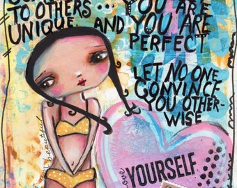 Big eyed Girl,  Inspirational Art, Children's Art, home decor, Whimsical Print