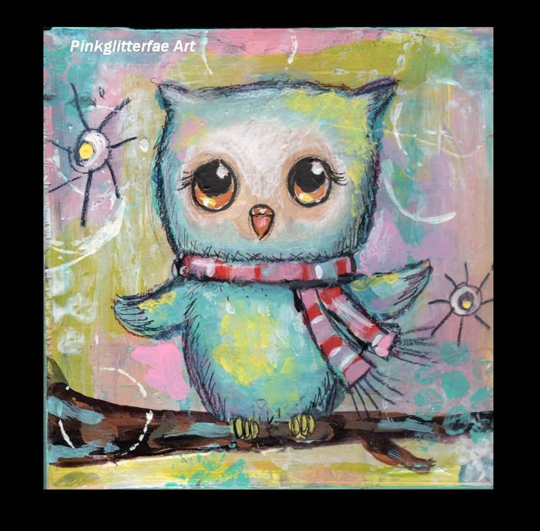 Owl Painting original Painting Children's Nursery Art Etsy