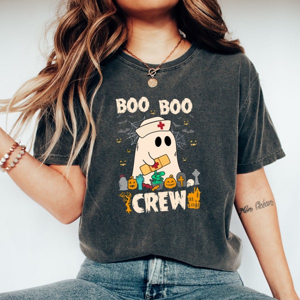 Comfort Colors® Nurse Halloween Shirt, Boo Boo Crew, Spooky Nurse Shirt, Funny Halloween Nurse Shirt, Nurse Ghost Shirt, Halloween Nurse Tee