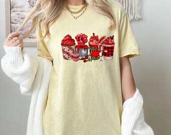 Comfort Colors® Valentijnsdag koffieshirt, Valentijn koffie T-shirt, Latte Valentijn shirt, Valentijnsdag T-shir, Valentijn Latte shirt