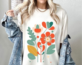 Comfort Colors® Flower Shirt, Flower TShirt, Retro Floral Shirt, Watercolor Wildflower Shirt, Botanical Shirt, Gift for Women, Aesthetic Tee