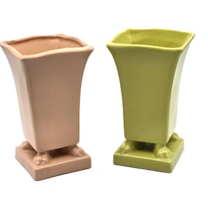 Vintage Art Deco Porcelain Vases: MCM Footed Pedestal Bases, Collectible