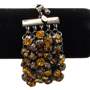 Vintage Joan Rivers Citrine Crystal Bracelet: 1990s Chunky Statement Jewelry
