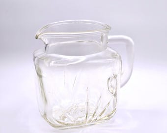 Vintage Pitcher Starburst - Sunrise Pattern, Federal Clear Pressed Glass 1960s Collectible, Cottagecore