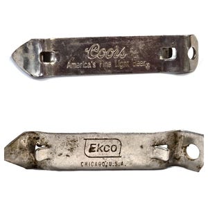 Vintage Two Can/Bottle Openers- A Coors America&#39;s Fine Light Beer and an Ekco Arcuate Profile Can Tapper,  1950s Collectibles