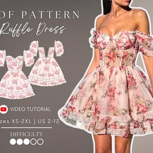 Ruffle Summer Dress Pdf Sewing Pattern Sizes XS-2XL | US 2-12
