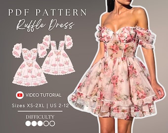 Ruffle Summer Dress Pdf Sewing Pattern Sizes XS-2XL | US 2-12