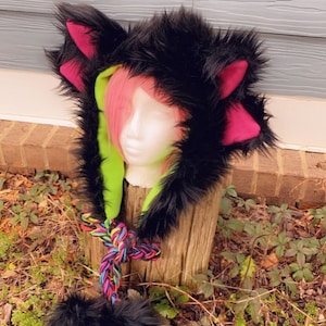 Double Ear Fur Rave Hood image 2