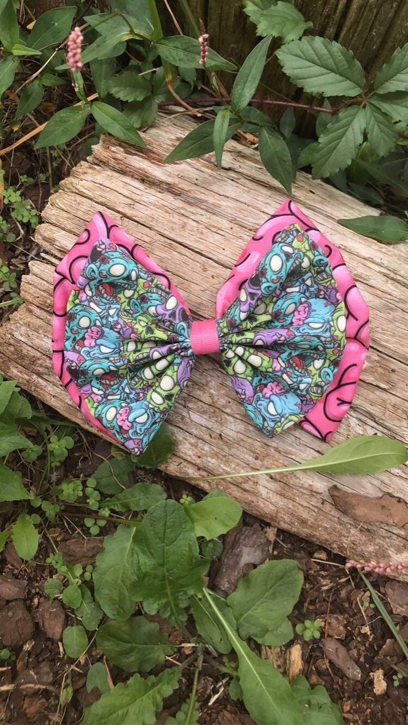 Treebeez Brainbow Zombie and Brains Double Stack Hairbow - Etsy Israel