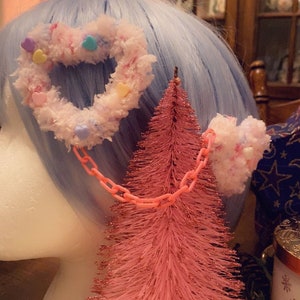Sugar Plumb Fuzzy Star or Heart Hair clip Fairy Kei Lolita