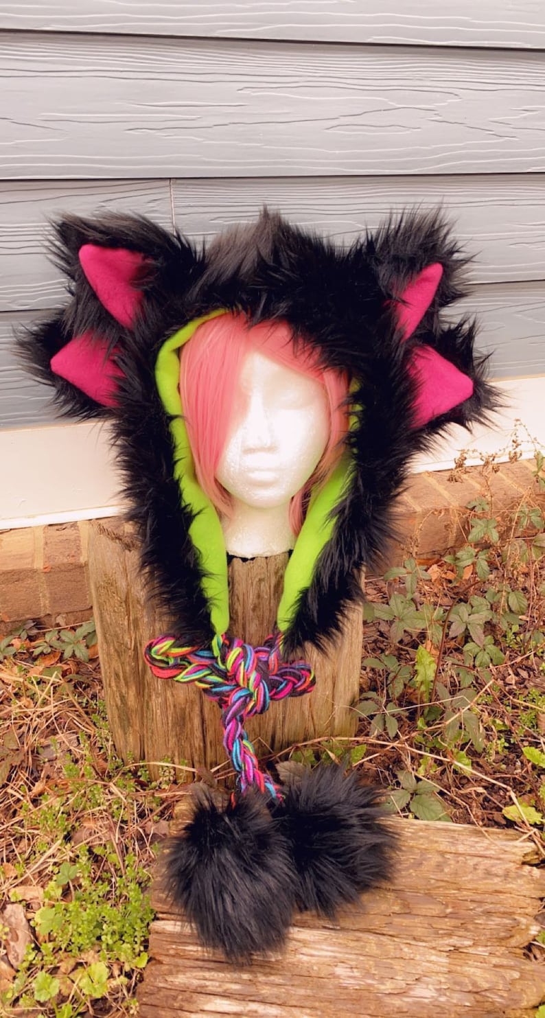 Double Ear Fur Rave Hood image 3