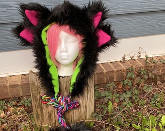 Double Ear Fur Rave Hood