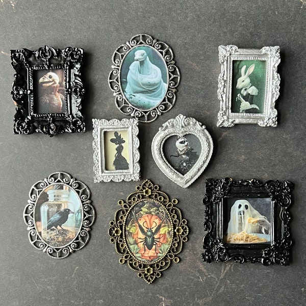 Creepy Oddities Victorian Mini Magnet Framed Curiosities Unique Gothic Home Decor Fridge Magnetic Oddity Art Whimsigoth Decor