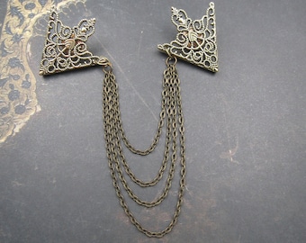 Elegant 4 Chain Brooch for Cape Clip | Collar Clip | Sweater Clip Vintage Elegance Vibes