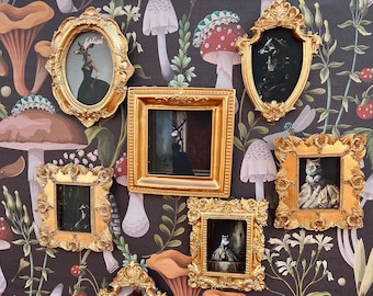 Oddity Art Victorian Animals AI Framed Oddities Wall Hanging or Set on Easel Whimsigoth Gothic Home Decor Racoon Deer Cat Alligator