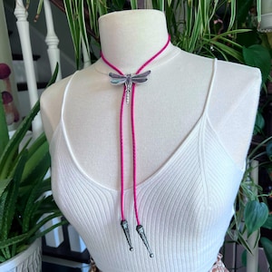 Dragonfly Bolo Tie Necklace Cottagecore Vibes Bug Entomology Insect