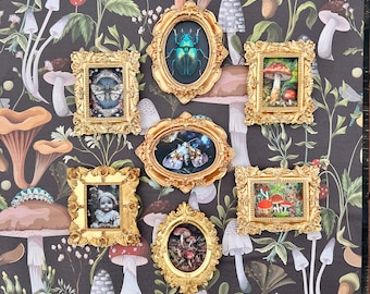 Victorian Cottage Inspired Oddities and Curiosities AI Framed Wall Hanging or Set on Easel Academia Home Decor