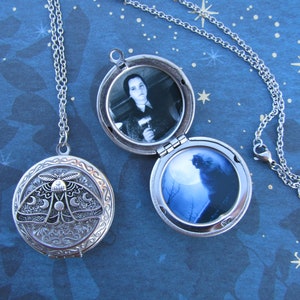 Custom Celestial Moth Photo Locket Stainless Steel Timeless Elegant Jewelry Custom Made with Your Photos and or Text