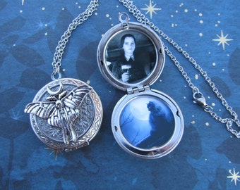 Custom Lunar Moth Photo Locket Stainless Steel Timeless Elegant Jewelry Custom Made with Your Photos and or Text