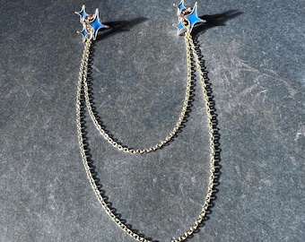 Starburst Retro Collar Chain Style Brooch for Cape Atomic Era Pinup Vegas Sweater Clip