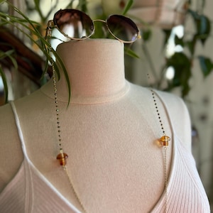 Dainty Green and Gold Whimsical Mushroom Glasses Chain Stainless Steel Chain Cottage Whimsigoth Witchy Vibes