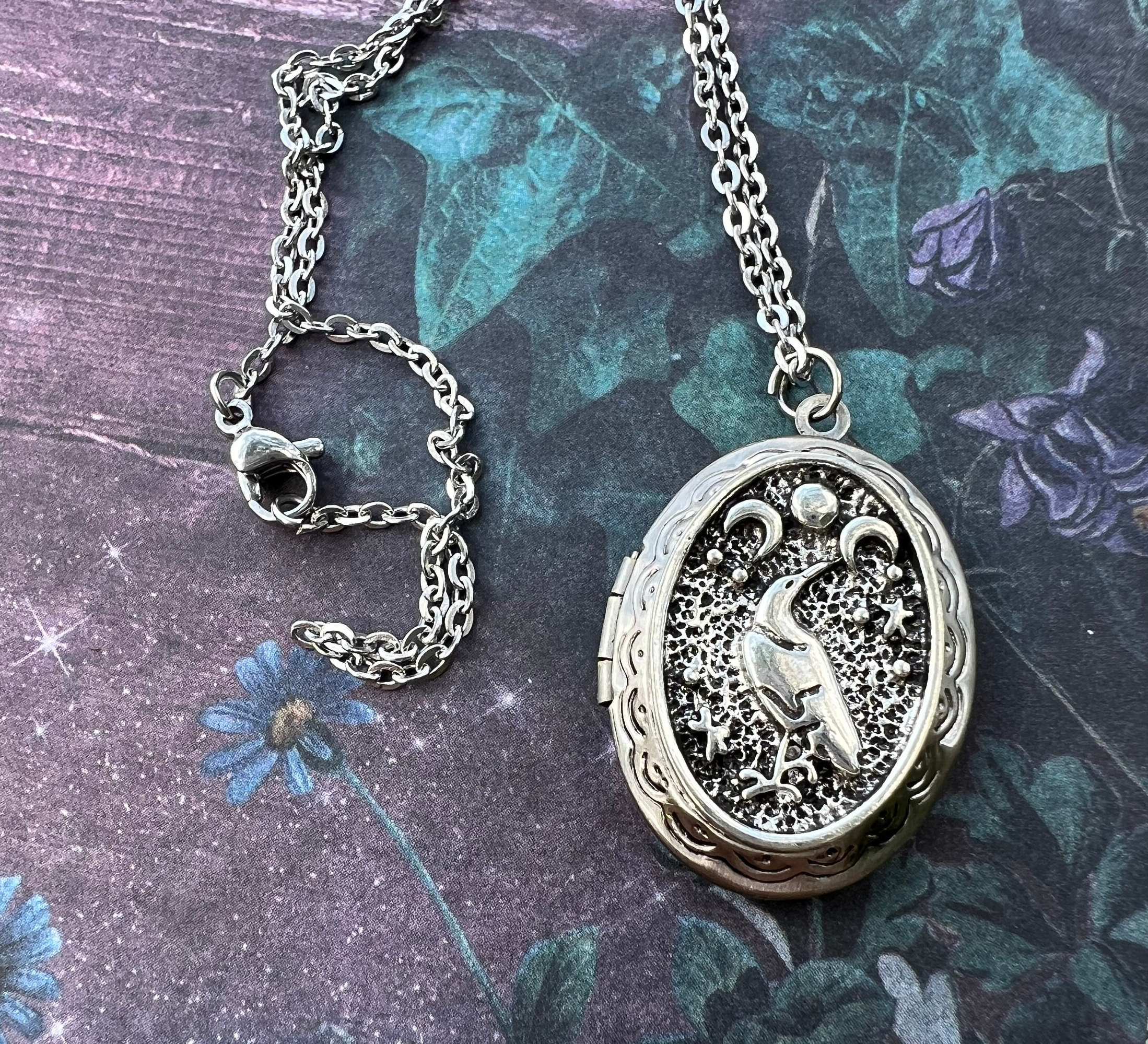 Crow Raven Witchy Necklace Stainless Steel Chain Witch Fairy Cottage Core