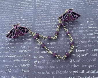 Lunar Moth Collar Chain Style Brooch for Cape Clip | Collar Clip | Sweater Clip Cottagecore Witchy Design