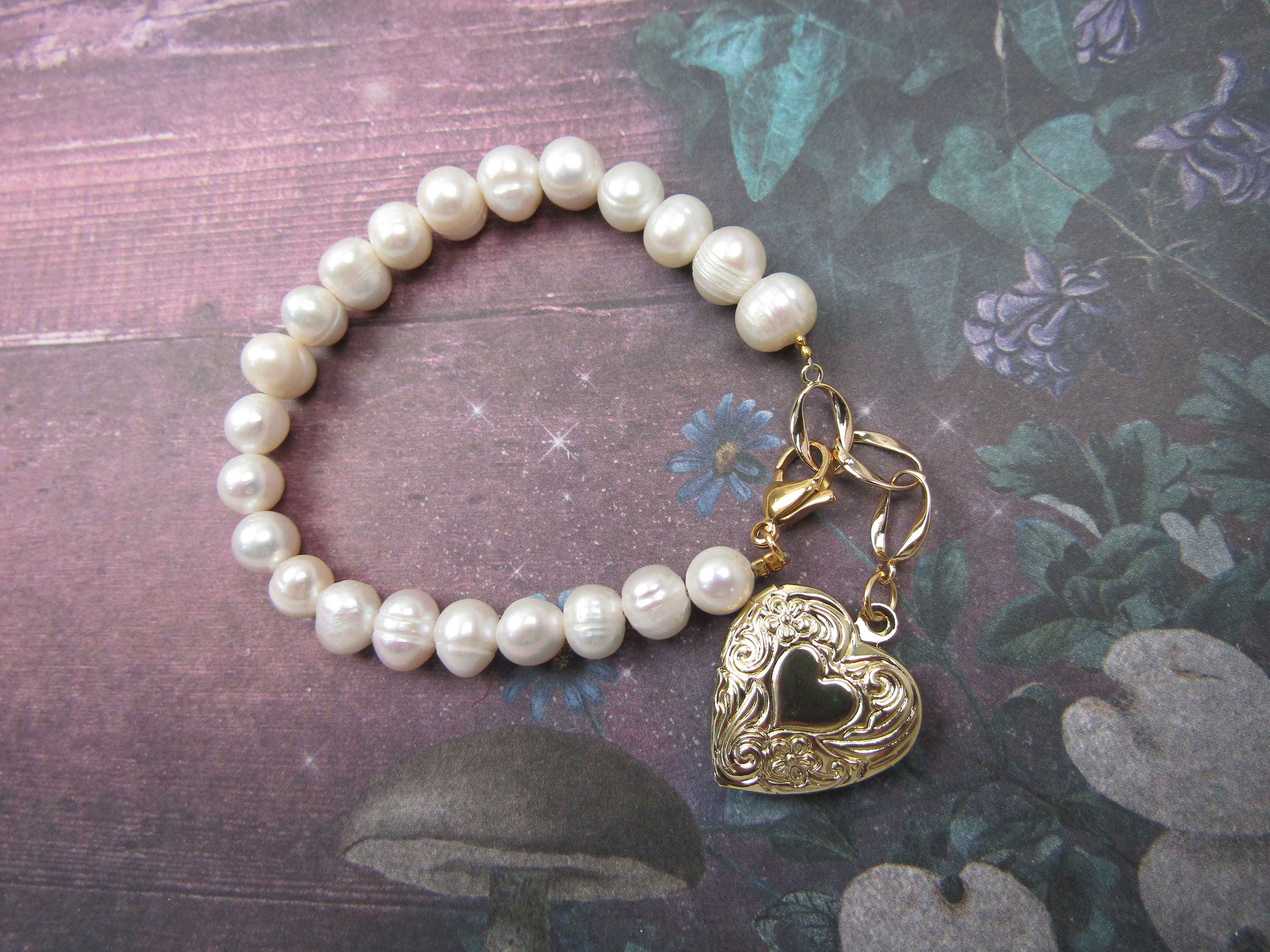 Pearl Locket Bracelet Etsy