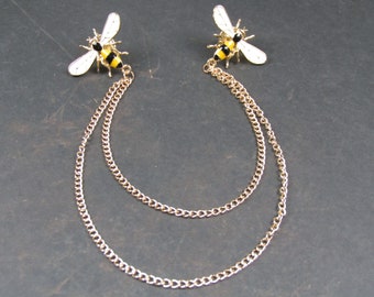 Bumble Bee Collar Chain Style Brooch for Cape Clip | Collar Clip | Sweater Clip Cottagecore Witchy Design