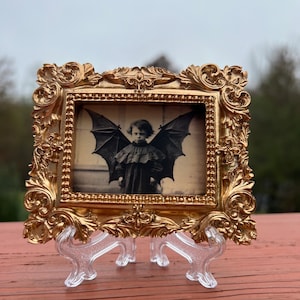 Oddity Art Vampire Girl Halloween Victorian Painting Style AI Framed Oddities Wall Hanging or Set on Easel Gothic Home Decor