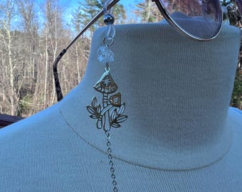 Aurora Quartz Celestial Witchy Mushroom Glasses Chain Stainless Steel