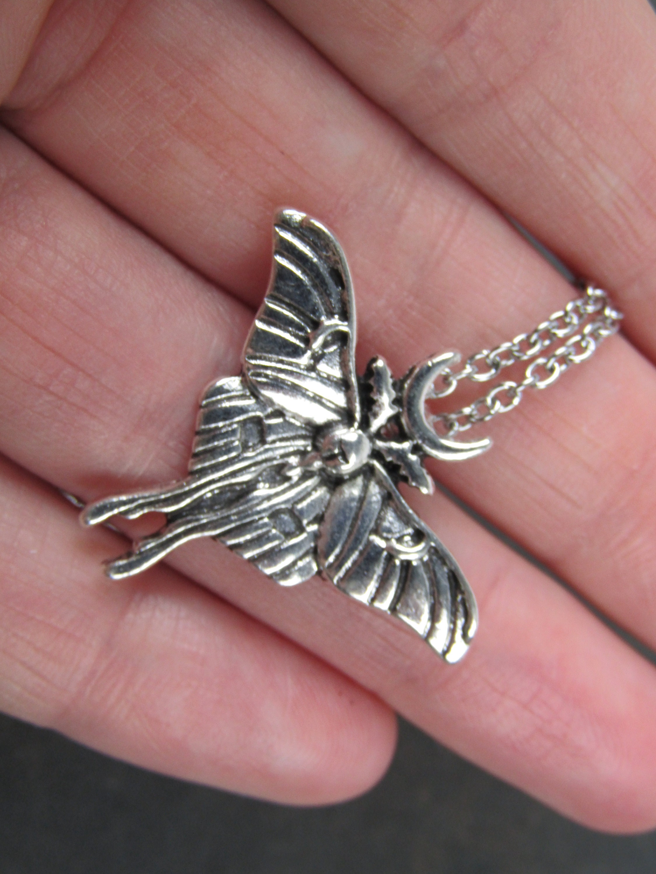 Luna Moth Necklace Stainless Steel Necklace Chain Witch Gothic Goth ...