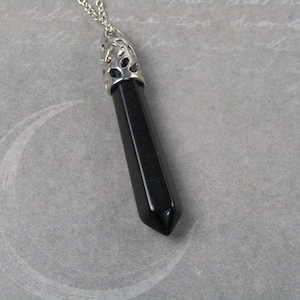 Gothic Black Stone Necklace Jewelry comes in a gift box stainless steel chain Fairycore Goblincore Witchy