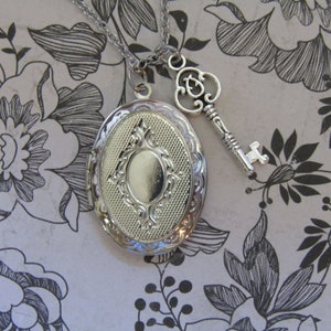 Skeleton Key Photo Locket Cottagecore Necklace Stainless Steel Chain Witch Fairy Cottage Core