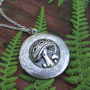 Mushroom Photo Locket Cottage Core Necklace Stainless Steel Necklace Chain Witch Woods Forest Fairy Cottagecore