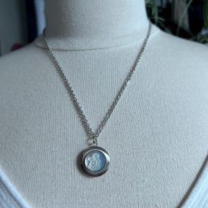 Dainty Angel Baby Photo Locket Necklace Stainless Steel Chain Retro Vintage 90s Inspired Cherub Carved Pearl