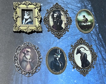 Victorian Animals Mini Magnet Oddities Framed Curisoities Unique Gothic Home Decor Fridge Magnetic Oddity Art Victorian Whimsigoth Decor